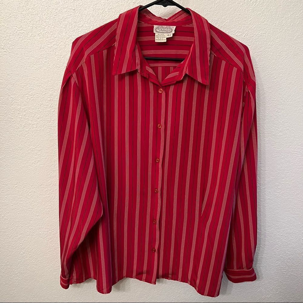 The Villager Bright Red Striped Blouse Size 42